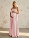 Satin A Line Strapless Simple Formal Dresses