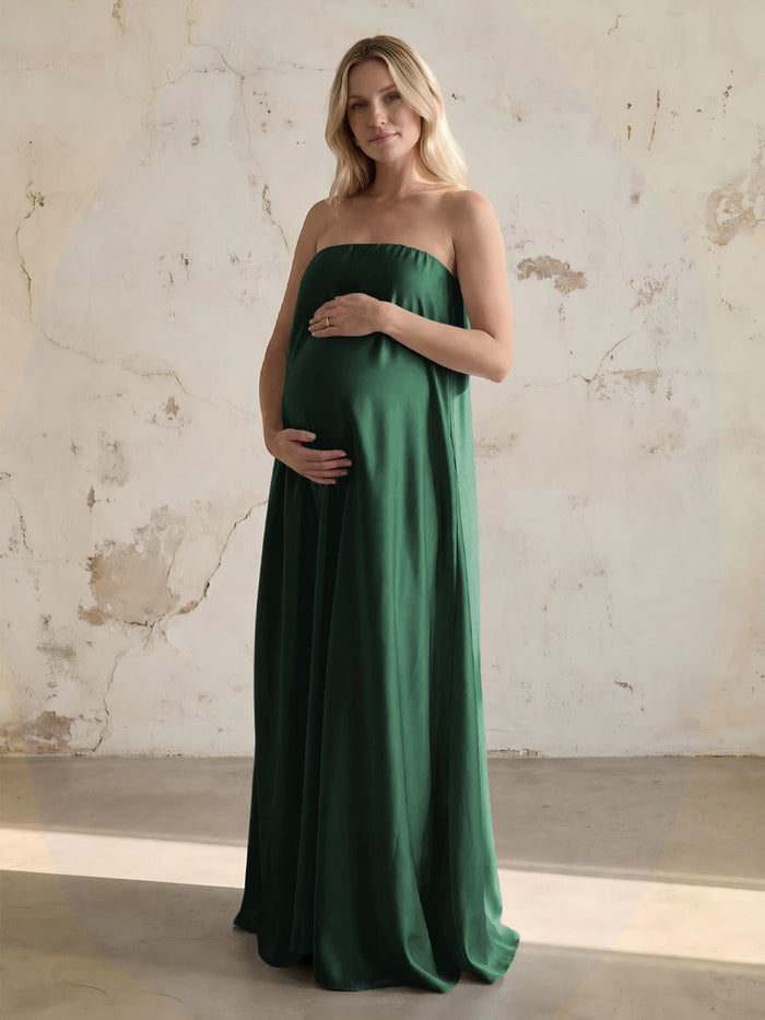 Satin A Line Strapless Simple Formal Tent/ Trapeze /Tube Dresses