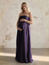 Satin A Line Strapless Simple Formal Dresses