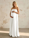 Satin A Line Strapless Simple Formal Dresses
