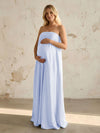 Satin A Line Strapless Simple Formal Dresses