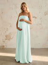 Satin A Line Strapless Simple Formal Dresses