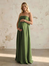 Satin A Line Strapless Simple Formal Dresses