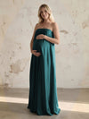 Satin A Line Strapless Simple Formal Dresses