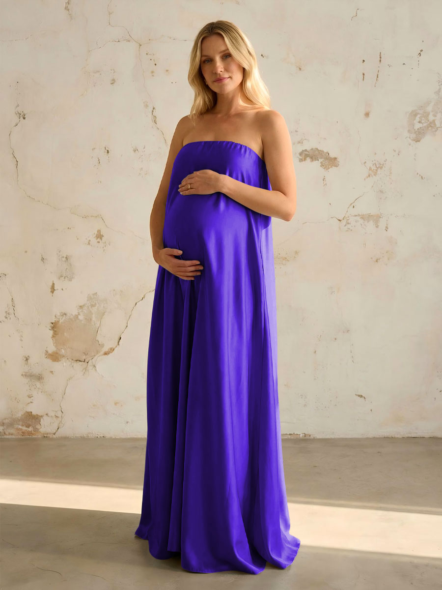 Satin A Line Strapless Simple Formal Dresses