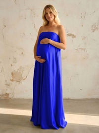 Satin A Line Strapless Simple Formal Dresses