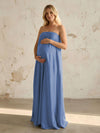 Satin A Line Strapless Simple Formal Dresses