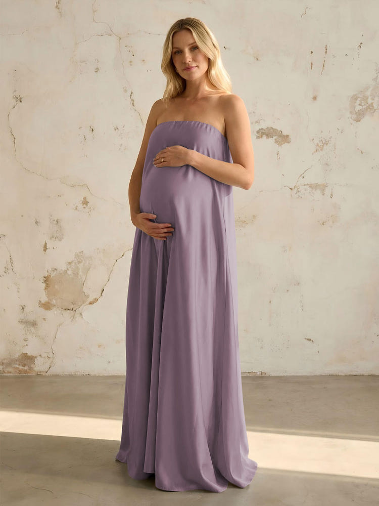 Satin A Line Strapless Simple Formal Dresses
