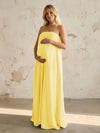 Satin A Line Strapless Simple Formal Dresses