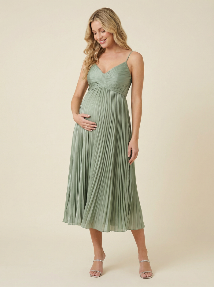 Chiffon A Line Spaghetti Straps Pleated Formal Dresses