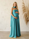 Silk Satin A Line Strapless Formal Dresses with Scarf