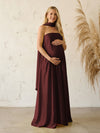 Silk Satin A Line Strapless Formal Dresses with Scarf
