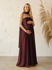 Silk Satin A Line Strapless Formal Dresses with Scarf