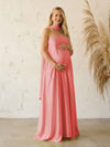 Silk Satin A Line Strapless Formal Dresses with Scarf