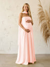 Silk Satin A Line Strapless Formal Dresses with Scarf