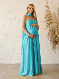 Silk Satin A Line Strapless Formal Dresses with Scarf