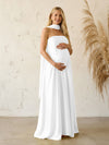 Silk Satin A Line Strapless Formal Dresses with Scarf