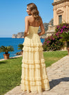 Strapless Chiffon A Line Tiered Bridesmaid Dresses