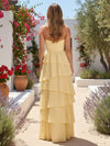 Chiffon A-Line Strapless Tiered Bridesmaid Dresses
