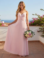Chiffon A-Line Spaghetti Straps Pleated Bridesmaid Dresses