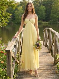 Chiffon A-Line Halter Pleated Bridesmaid Dresses