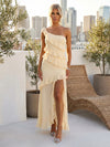 Chiffon Mermaid One Shoulder Tiered Bridesmaid Dresses