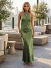 Satin Mermaid Halter Pleated Bridesmaid Dresses