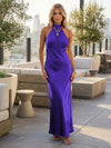 Satin Mermaid Halter Pleated Bridesmaid Dresses