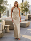 Satin Mermaid Halter Pleated Bridesmaid Dresses