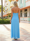 Chiffon Sheath Halter Pleated Bridesmaid Dresses