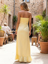 Satin Mermaid Strapless Pleated Bridesmaid Dresses
