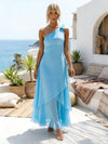 Chiffon Sheath One Shoulder Ruffles Bridesmaid Dresses