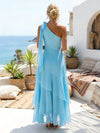 Chiffon Sheath One Shoulder Ruffles Bridesmaid Dresses