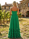 Chiffon A-Line Spaghetti Straps Tiered Bridesmaid Dresses