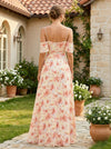 Chiffon A-Line Spaghetti Straps Floral Print Bridesmaid Dresses