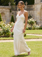 Satin Sheath Spaghetti Straps 3D Flowers Bridesmaid Dresses