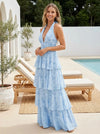 Chiffon A-Line Halter Floral Print Bridesmaid Dresses