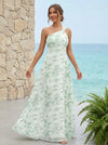 Chiffon A-Line One Shoulder Floral Print Bridesmaid Dresses