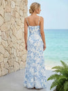 Chiffon Mermaid Spaghetti Straps Floral Print Bridesmaid Dresses