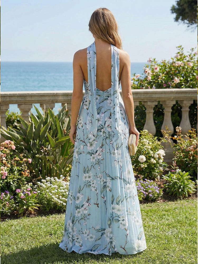Chiffon A-Line Strapless Floral Print Bridesmaid Dresses