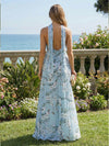 Chiffon A-Line Strapless Floral Print Bridesmaid Dresses