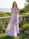 Floral Print Chiffon A-Line Sweetheart Scarf Bridesmaid Dresses