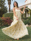 Floral Print Chiffon A-Line Spaghetti Straps Scarf Bridesmaid Dresses