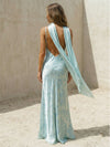 Satin Mermaid Spaghetti Straps Scarf Bridesmaid Dresses