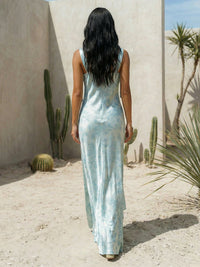 Satin Mermaid Cowl Neck Floral Print Bridesmaid Dresses