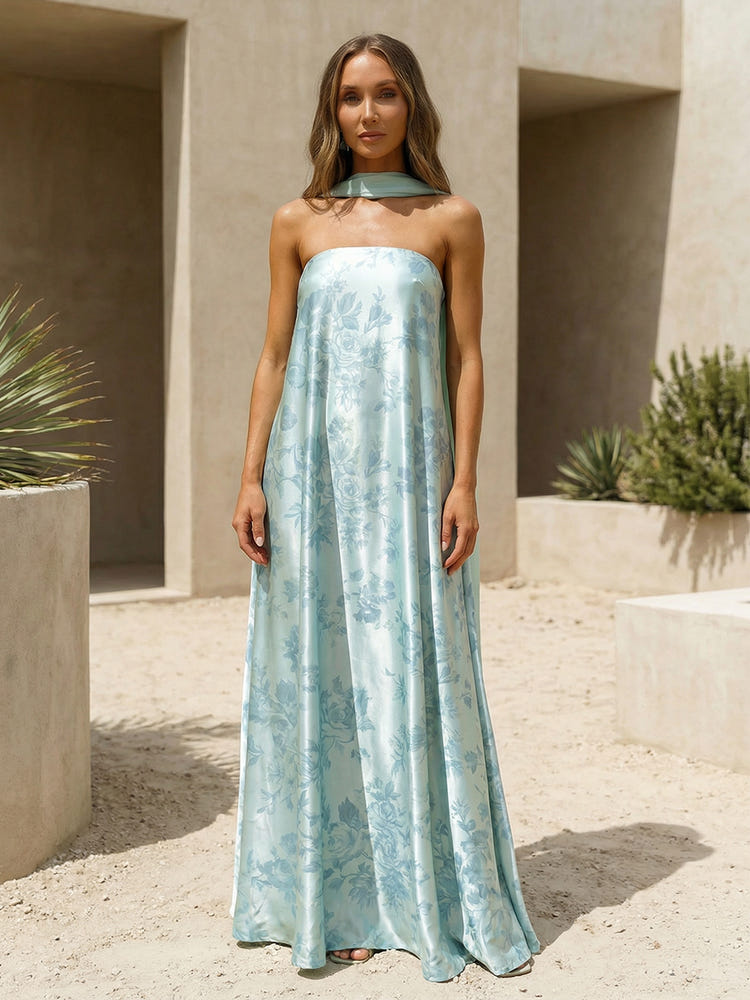 Satin A-Line Strapless Pleated Bridesmaid Dresses