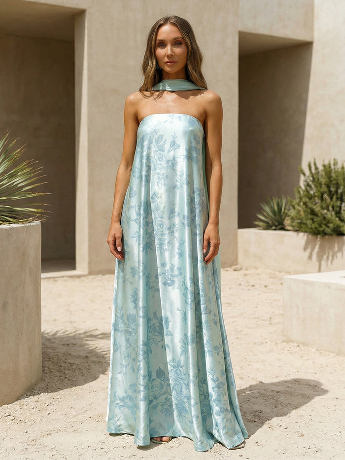 Satin A-Line Strapless Pleated Bridesmaid Dresses