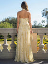 Chiffon A-Line V Neck Front Slit Bridesmaid Dresses