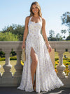 Chiffon A-Line V Neck Front Slit Bridesmaid Dresses
