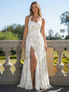 Chiffon A-Line V Neck Front Slit Bridesmaid Dresses